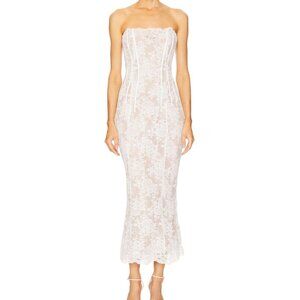 V. Chapman White Lace Strapless Wedding Dress